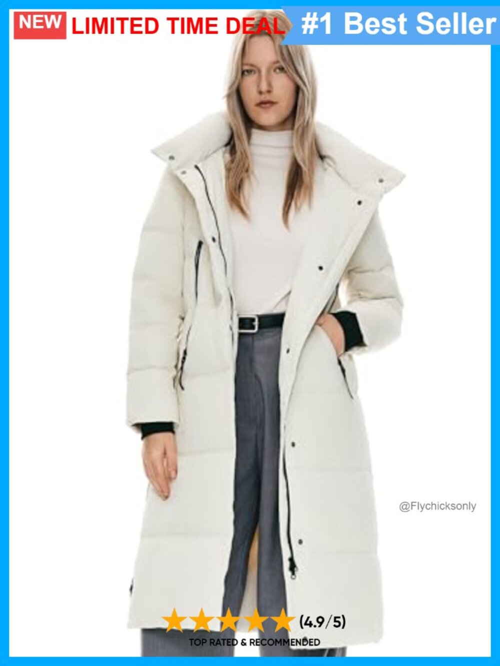 Women's Thickened Hooded Down Jacket Side Zip Puffer Winter Coat